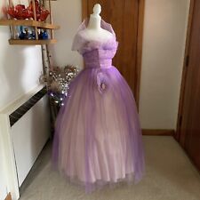 Vintage 1950s Lilac Tulle Evening Dress Party Gown picture