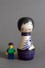 Japanese Kokeshi wood doll Togatta style by Rika Komatsu - purple picture
