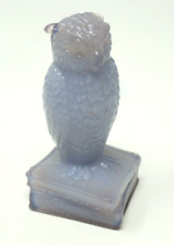 Vintage Degenhart Glass Owl Figurine Marble Lavender Blue Slag Opal picture