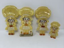 VTG 1960s Yellow Gingham Girl Set, Napkin Holder, Spoon Caddy, Wall hang, Light picture