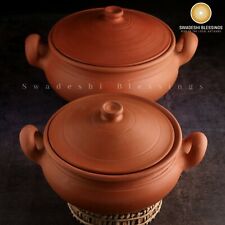 Unglazed Clay Pot for Cooking with Lid Combo/LEAD-FREE Earthen Kadai (3.5L&2.5L) picture
