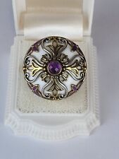 Echo of the Dreamer Ring Sterling Bronze Amethyst White Agate Enamel Sz 8 picture