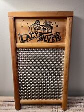 Lacy Silver Washboard (Vintage) Columbus Ohio Bear On Easy Board Sm Wood Metal picture