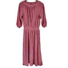 Vintage 70's Non-Stop Union Tag Terry Cloth Pink Midi Dress Size Medium picture