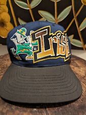 Vintage Notre Dame Graffiti w/Large Leprechaun Top Of The World Snapback Hat picture