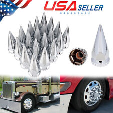 20PCS 33mm Lug Nut Covers Screw on Spiked ABS Chrome Plastic For Semi Truck picture