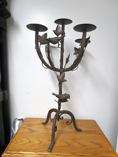 Vintage Cast Iron Candle Holder W Birds Leaves Garden Free Standing 23