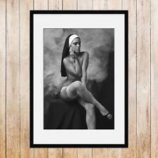 Nuns - Naughty Nun - Nude nuns print - Smoking Nun - Gallery Framed - A3 picture