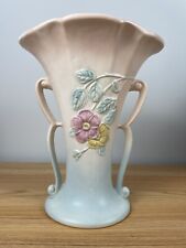 Vintage HULL USA ART Pottery 510 - 10 1/2” DOGWOOD LARGE DOUBLE HANDLE Vase picture