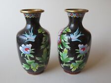PAIR OF OLD CHINESE CLOISONNE VASES, PEONY, BIRDS, NARCISSUS ETC. picture