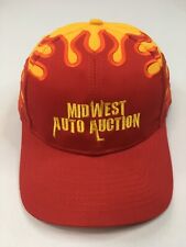 VINTAGE Midwest Auto Auction Baseball Hat Red Fire Embroidered - Made in Taiwan picture