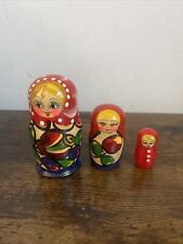 Authentic Russian Nesting Dolls 4 inches 3 Piece Set picture