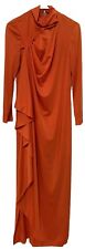Vintage 60s 70s MOD DRAPED Slit Eisenberg Dress LRG Orange Long Sleeve FABULOUS picture