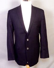euc Calvin Klein Solid Black 100% Wool Men's Blazer Sportcoat Metal Buttons 42 L picture