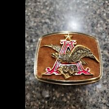 ANHEUSER-BUSCH Belt Buckle 1979 Vintage Raintree   Leather picture