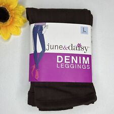 June & Daisy Womens Brown Denim Leggings Size Large Stretch Back Pockets New picture