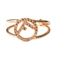 Fendi F is Fendi Circle Logo Crystal Ring Rose Gold Metal Size Small NWT picture