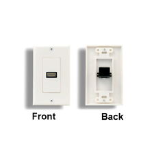 Kentek White 1 Port HDMI Wall Plate Cover Connector Female w/ 90 Degree Adapter picture