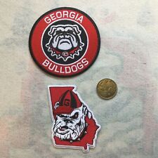(2) UGA GEORGIA BULLDOGS VINTAGE Embroidered Iron On Patches patch lot  picture