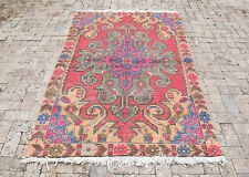 Turkish Rug 50''x84'' Vintage 4x7 Muted Color Oushak Pink AMAZING Rug 128x216cm  picture