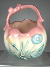 Vintage Hull Art Pottery Ca. 1950. Bow Knot Basket Vase B25 - 6 1/2 picture