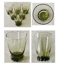 VINTAGE Libbey Glass Tumblers 12 oz. SONNET Olive Green 6-Piece Set picture