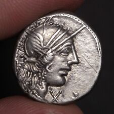 Roma Head Dioscuri Denarius Ancient Roman Republic Silver Coin 122BC Choice VF picture