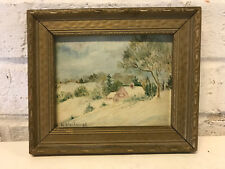 Vtg Antique M Wachowiak Signed Miniature Oil on Board Winter Landscape Painting picture
