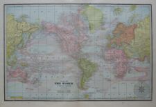 Original 1893 Antique Color Map CHART OF THE WORLD ON MERCATOR'S PROJECTION picture