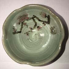 Antique/ Vintage Korean Celadon Glazed Ceramic Brush Washer Hand Painted picture