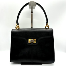 Vintage Gucci Handbag Top Handle Bag Leather Black Authentic picture