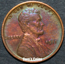 1911 P Lincoln Cent Wheat Penny Super Toned, Thick Rim And Very Strong Strikes picture