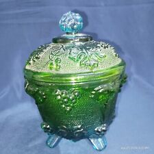 VTG Jeannette Glassware Blue And Green Candy Dish With Lid picture