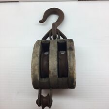 Antique Block Tackle Wooden Pulley Stamped picture