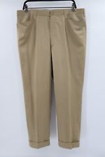 Gianni Campagna bespoke dress pants men's 36 L28 flat front cuffed tan pockets picture