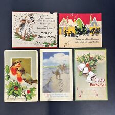 Vintage Christmas Holiday Postcards 1915 and Up - See Description - Lot Of 5 picture