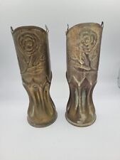 PAIR OF ANTIQUE WW1 TRENCH ART VASES picture
