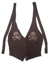 Y2k Brown Skull Halter Top, teen girls, small, y2k skater-style, great condition picture