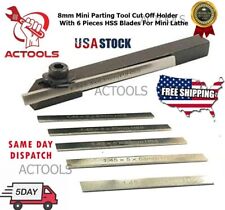 Mini Parting Tool Cut Off Holder 8mm With 6 Pcs HSS Blades For Mini Lathe USA picture