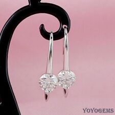 Moissanite Drop/Dangle Earrings Solid 14k White Gold 2.50 Carat Round Cut VVS1 picture