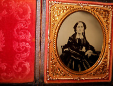 1/6th Size Ambrotype of young lady in full case, split at hinge picture