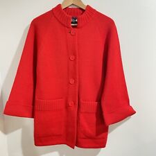 LeRoy Vintage Women Sweater Coat  Size M Red Button 100 % Wool picture