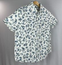 J CREW Button-Down Shirt Mens XXL White Floral Short Sleeve Untucked Stretch NWT picture