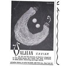 Valjean Caviar Necklace Jewelry Fashion NYC 1960s Vintage Print Ad 3 x 4 inch picture