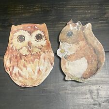 Pier 1 Melamine Owl   And  Chipmunk/Squirrel  Plates 2pc Set Unused Cute picture