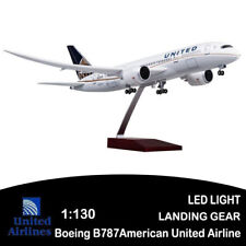1/130 United Airlines Boeing B787 Airplane Plane Model Toy With LED Lights Stand picture