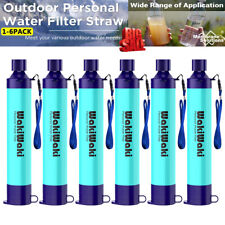 Portable Personal Water Filter Straw 4-Stage 1-6 Pk For Hiking,Camping,Emergency picture