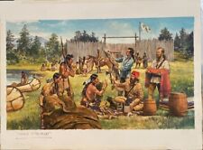 Original Oil Painting of Trade between French Trappers and Native Americans picture