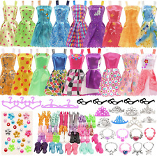 43PCS Barbie Clothes Doll Fashion Wear Clothing outfits Dress up Gown Shoes Lot picture