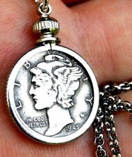 Necklace vintage authentic silver 1945 Mercury dime coin nice gift for her  picture